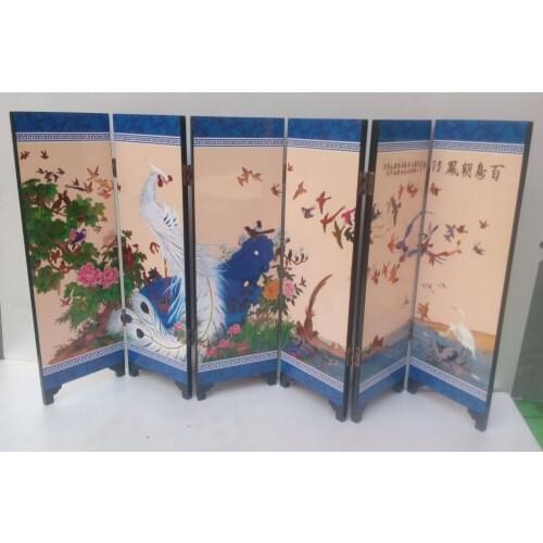 Delicate Chinese lacquer painting by hand *Birds Pay Homage *decorated fold screen