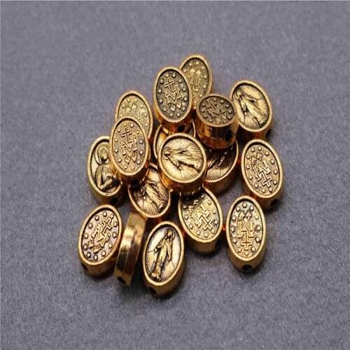 Catholic Virgin Mary Large Hole Beads Rosary Medal Catholic Charm Large Hole Bead Charm Bracelet Jewelry