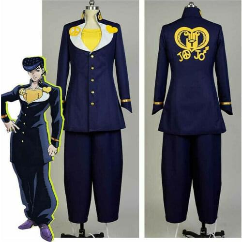 JoJos Bizarre Adventure Josuke Higashikata Cosplay Costume Outfit Uniform Top+Pants Halloween Carnival Costumes