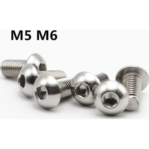 M5 M6 Inner Hexagon Round Head Machine Screws 304 Stainless Steel Mushroom Hex Socket Button Head Screw