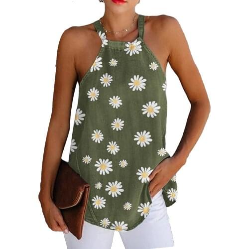 Sexy Women Tanks Vest Crop Top Summer Sleeveless Neck Tanks Women Sports Tank Tops Camisole Cotton Linen Loose Top Halter Print
