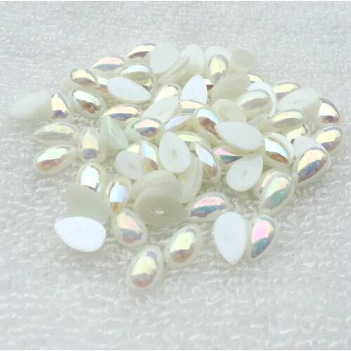 Milk White 800pcs/lot 6*10mm DIY AB Resin Water Drop Rhinestones Flat-back D488*5