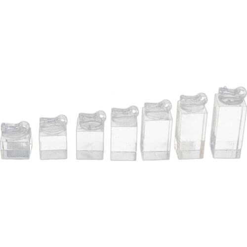 Set Of 7 Clear Acrylic Ring Clip Display Stand Jewelry Riser Holder