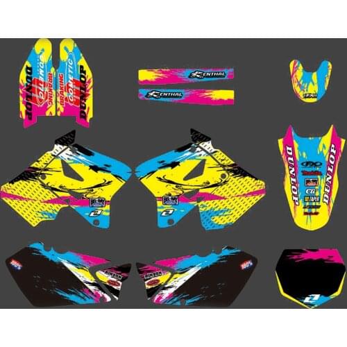 Full Graphics Decals Stickers Motorcycle Background Custom Number Name For SUZUKI RM125 RM250 RM 125 RM 250 2001-2012