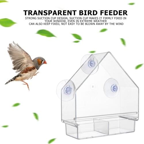 Window Bird Feeder House Shape Weather Proof Transparent Suction Cup Outdoor Birdfeeders Hanging Birdhouse for Outside Garden