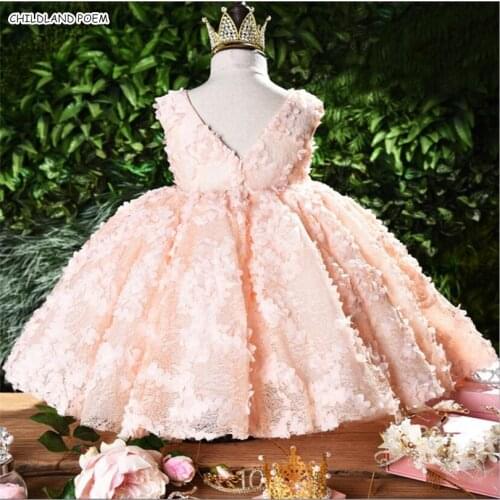 Baby Girls Dress 1st Birthday Wedding Party Princess Dress 3D Flower Lace Kids Dresses For Girls Teenage Dresses Ball Gown