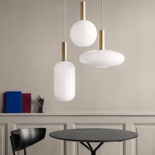Nordic Milk White Glass Pendant Light Round Oval Cylinder Hanging Lamp Dinning Room Hotel Restaurant Lounge Study Office ZM1010
