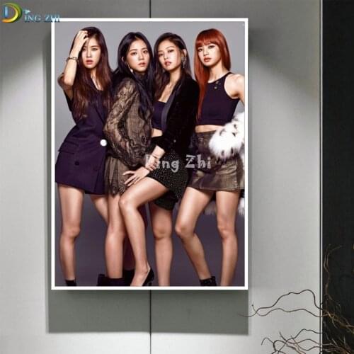 Full Drill 5D Diamond Painting Cool Girl Kpop Rhinestone Kit Diamond Embroidery Korean Girl Group Mosaic Needlework Wall Art