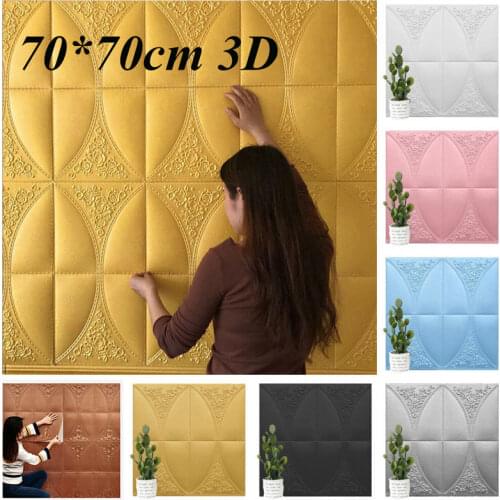 3D Pattern Self-adhesive Embossed Foam Wall Sticker 70*70cm Waterproof Wallpaper For Home TV Background Living Room Decoration