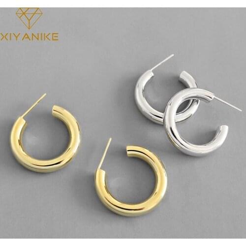 XIYANIKE Prevent Allergy 925 Sterling Silver Stud Earrings for Women Couples Fashion Creative Geometric Handmade Party Jewelry