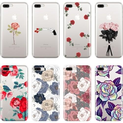 For iPhone 6 S 6S 7 8 X XR XS Max Case Silicone Rose Flower Floral Girl Soft Back Cover For iPhone 6 S 6S 7 8 Plus Phone Case