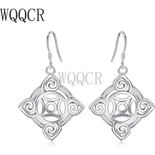 WQQCR 925 Silver colorColor Color Geometric Hollow Earrings Exquisite Temperament Earrings Women Jewelry Gifts Exquisite Jewelry