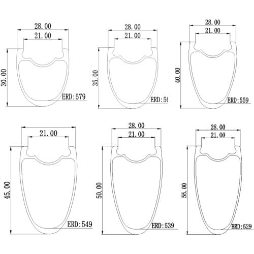 Customized Shipping Method 700C ultralight rims 28mm width rim carbon road clincher tubeless road rims 30/35/40/45/50/55mm