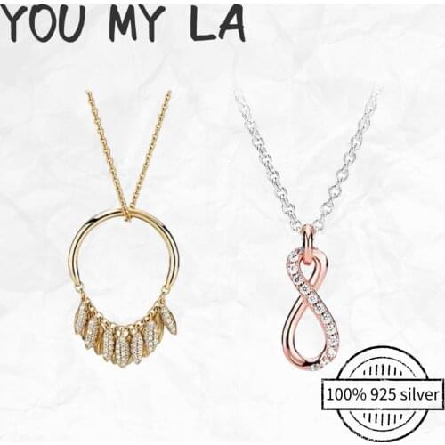 Fashion Necklace Real 925 Sterling Silver Chain Fit Original Pando Women DIY Fine Jewelry Gift Free Shipping