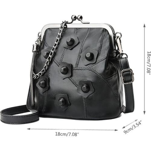 Mini Chain Sheepskin Women Shoulder Bags Rivet Tassel Crossbody Bag Casual Handbags Clutch