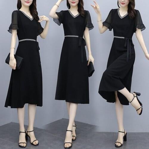 Summer new plus size chiffon dress was thin retro robe femme elegant vestidos de festa Clothes for Women