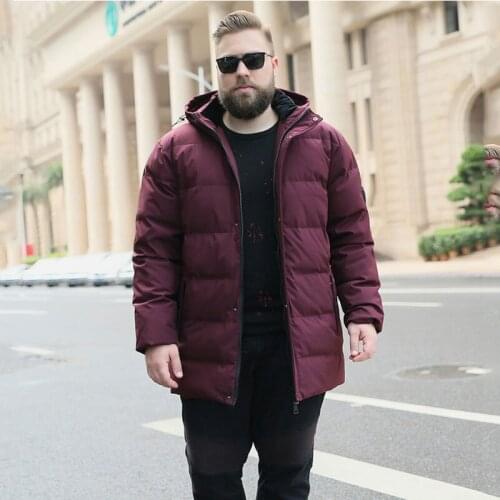 New Winter Mens Warm jacket Fashion Casual jacket long Thick Large size 8XL 9XL 10XL Mens Wine red Hooded Winter jacket