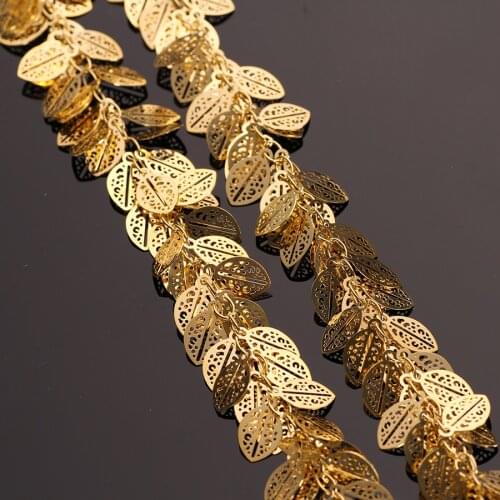 1m/lot Metal Brass Chains Leaf Tassels Macrame Golden For Diy Earrings Dress Craft Decoration Jewelry Making Needlework Findings