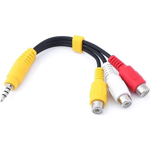 3.5 Male To 3XRCA Female Lotus Adapters Video Cables For TV Network Machine Signal Transmission 15cm