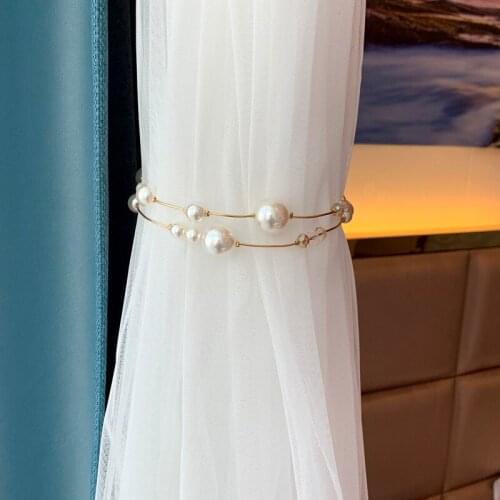 1Pcs Pearl Curtain Tie Backs Rope Curtain Tiebacks With Beads Curtain Rope Drawstring Storage Fixing Accessories Clips