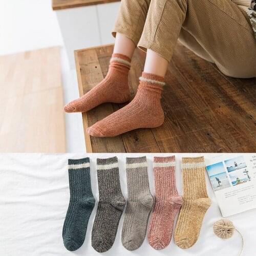 10 Pairs/set Womens Socks Autumn and Winter Japanese Loose Socks Striped One Bar Women Socks Wholesale