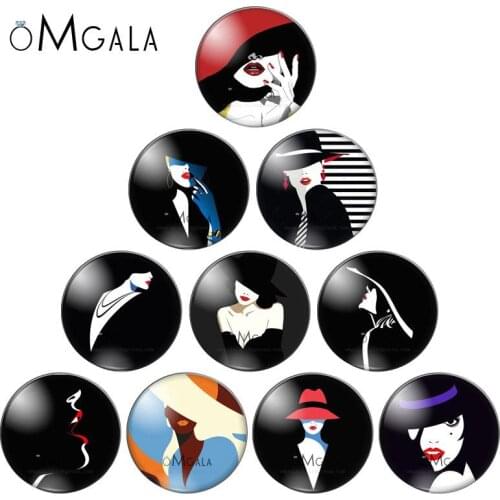 Punk Fashion Modern girls Patterns mixed 10pcs 12mm/18mm/20mm/25mm Round photo glass cabochon demo flat back Making findings