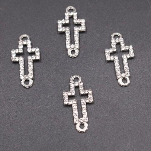 10pcs Handmade Rhinestone Hollow Crosses Connectors Retro Earrings Bracelet Metal Accessories DIY Charms Jewelry Carfts Findings