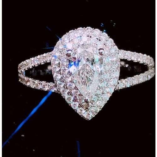 10K White Gold Au417 Women Ring Moissanite Diamonds 1 2 3 4 5 Ct Pear Water Drop Wedding Party Engagement Anniversary Ring