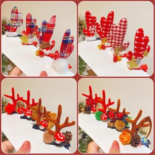 2pairs Christmas Hair Clips Hairpin Childrens Christmas Party Supplies Headband Buckle Earmuffs Kids Gift Freeshipping