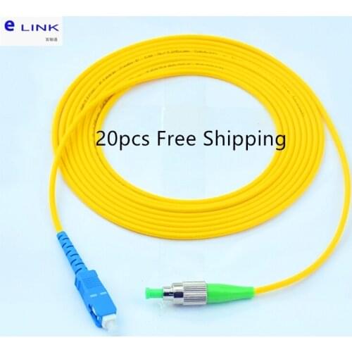 20pcs SC/UPC-FC/APC SX SM fiber optic patchcords 3.0mm G652D jacket yellow cable optical fibre jumper free shipping ELINK 1 2 3