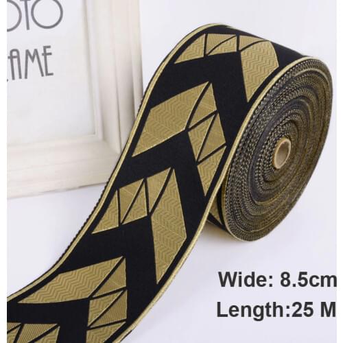 27Yards 8.5cm Luxurious Woven Jacquard Ribbon National Style DIY Clothing Sewing Material Textile Curtain Sofa Carpet Accessory