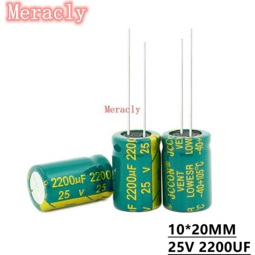 5pcs 25V 2200UF low ESR/impedance high frequency aluminum electrolytic capacitor 20% long life and high temperature resistance
