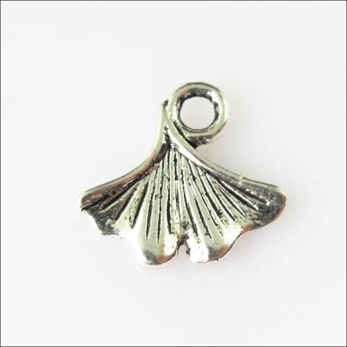 60 New Tiny Leaf Fan Shell Tibetan Silver Tone Charms Pendants 12mm