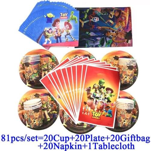 Toy Story Party Theme Birthday Decorations Kids Party Supplies Birthday Boys Gift Bags Napkin Plate Baby Shower Party Tablecloth