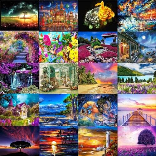 5D DIY full circle character landscape diamond painting animal tiger cat Mosaic cross stitch Mosaic home decoration wall paste