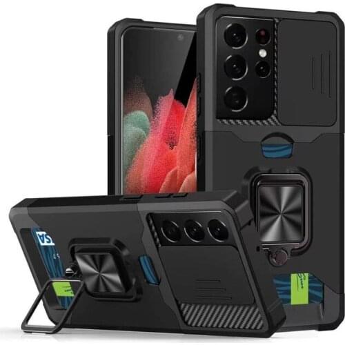 Armor Ring Card Slot Car Holder Cover For Samsung Galaxy S21 Ultra Plus Note 20 Note20 S21Ultra Phone Case Coque Fundas