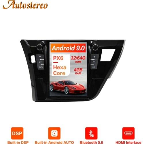 Tesla Style Android 9 4+64G PX6 Car GPS Navigation For Toyota Corolla 2014 2015 2016 Car Stereo Headunit Multimedia Player Radio