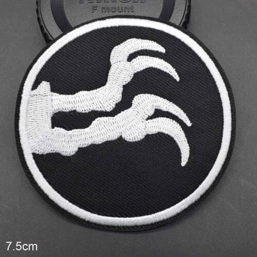 White Jurassic Dinosaur Claw Head Embroidered Iron On Clothes Patch For Clothing Stickers Garment Apparel Accessories