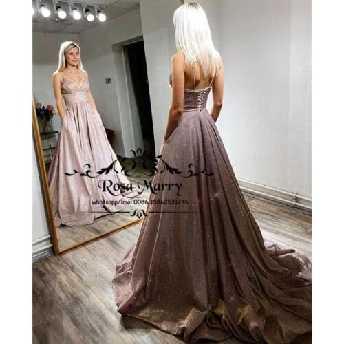 Sparkly Gold Sequined Cheap Long Prom Dresses 2K20 A Line robes de soirée 2020 Formal Evening Party Gowns Vestido De Festa