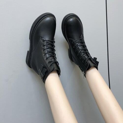 New Women Real Leather Ankle Boots Thick Bottom Zipper Shoes Woman Winter Warm Shoes Vogue Cool footwear Size 34-40