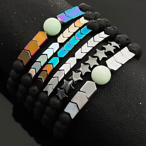 Hematite Volcanic Stone Bracelets for Women 6 mm 4 mm Men Gemstone Bracelet Boho Couple Charm Natural Bracelets Wholesale Price