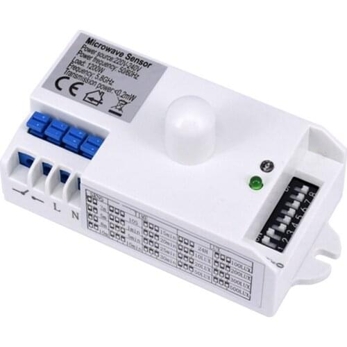 DC 12V-24V 5.8GHz 360° Microwave Motion Sensor Body Motion Sensor Induction Switch for LED Light Switch