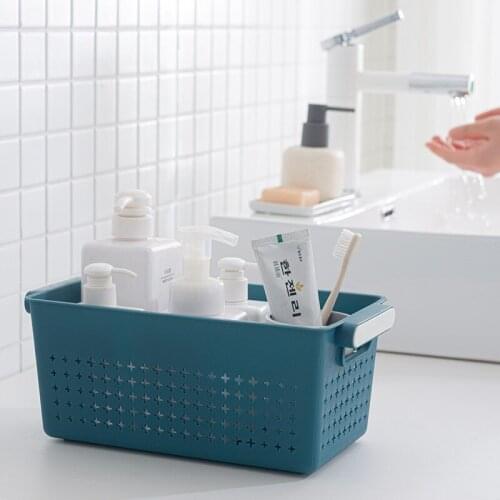 Home Plastic Hollow Out Storage Basket Cosmetics Organizer Basket Bathroom Kitchen Snacks Sundries Storage Container Accessories