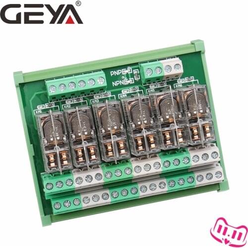 GEYA 2NG2R 6 Channel Relay Board Electronic DPDT PLC 12V 24V AC DC Relay Module 2NO 2NC
