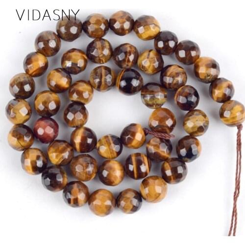 Natural Stone Faceted Yellow Tiger Eye Loose Beads For Jewelry Making 4mm-12mm Spacer Beads Diy Bracelet Necklace 15'' Wholesale