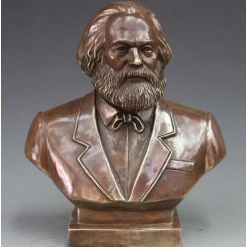 11"Western Bronze Proletarian leaders Karl Heinrich Marx Bust Art Statue