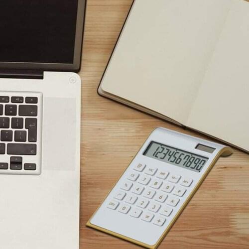 Calculator, Slim Elegant Design, Office/Home Electronics, Dual Powered Desktop Calculator, Solar Power, 10 Digits, Tilted LCD Di