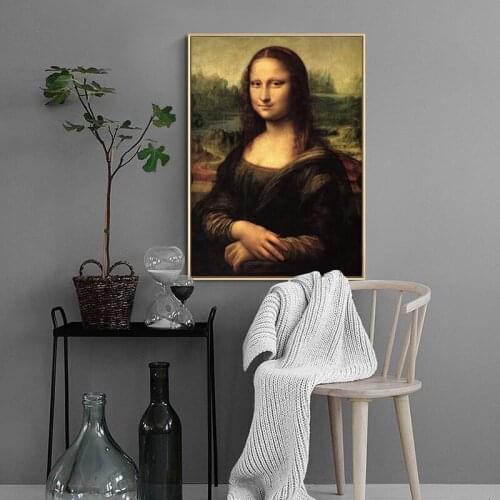 Smile Of Mona Lisa Portrait Canvas Art Painting Reproductions Classical Da Vinci Famous Art Prints For Living Room Cuadros Decor