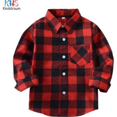 Kindstraum 2019 New Boys & Girls Plaid Shirts High Cotton Children Bottons Clothes Autumn Full Length Wear for Kids,RC1569