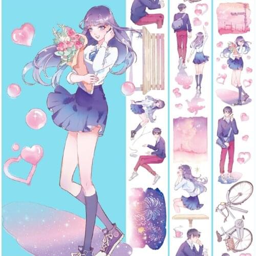 Preppy Style Boys and Girls PET Washi Tapes Bullet Journal Masking Tape Adhesive Tape DIY Scrapbooking Washi Stickers